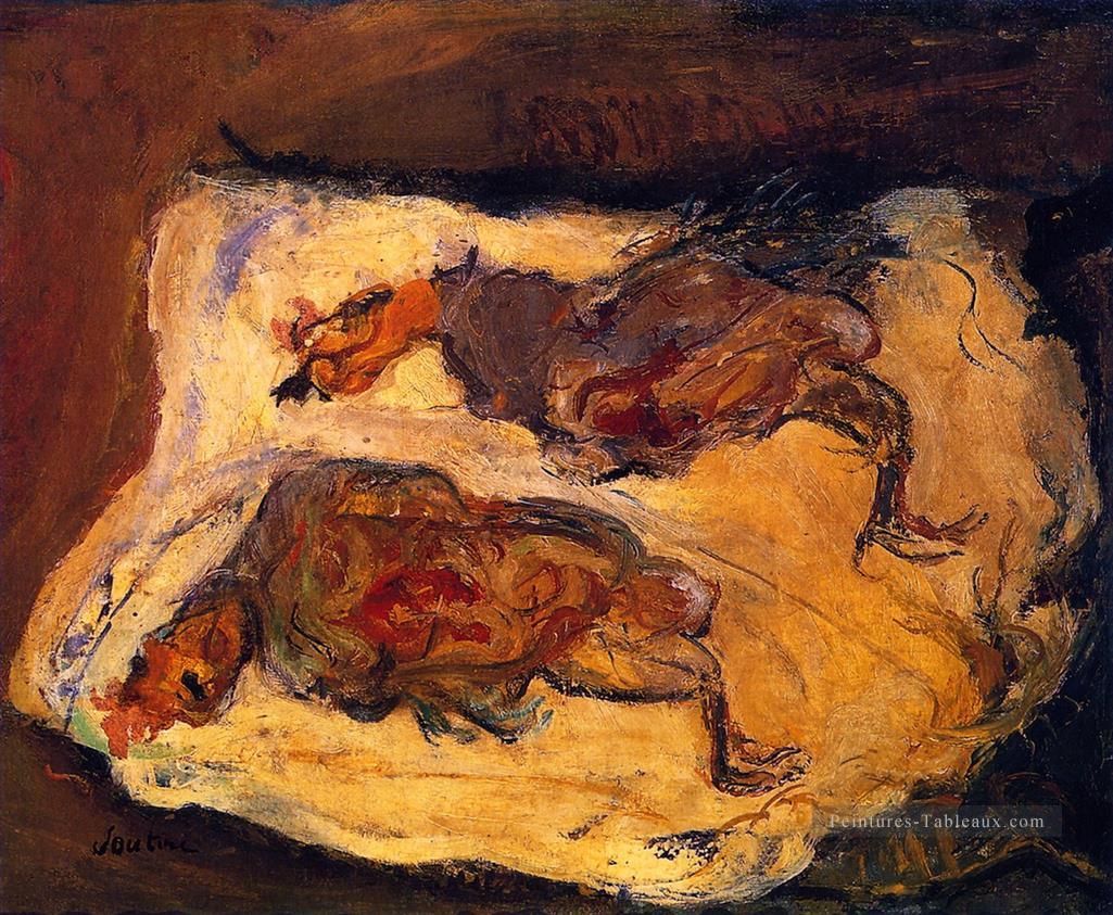 poulets sur un chiffon blanc 1925 Chaim Soutine Peintures à l'huile